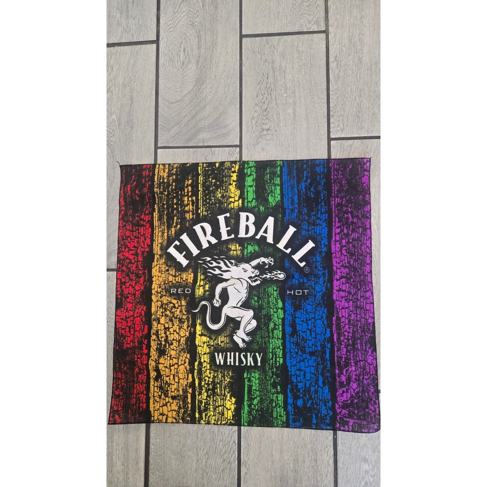 Fireball Cinnamon Whisky Rainbow Pride Bandana Red Hot Dragon Logo 21x21